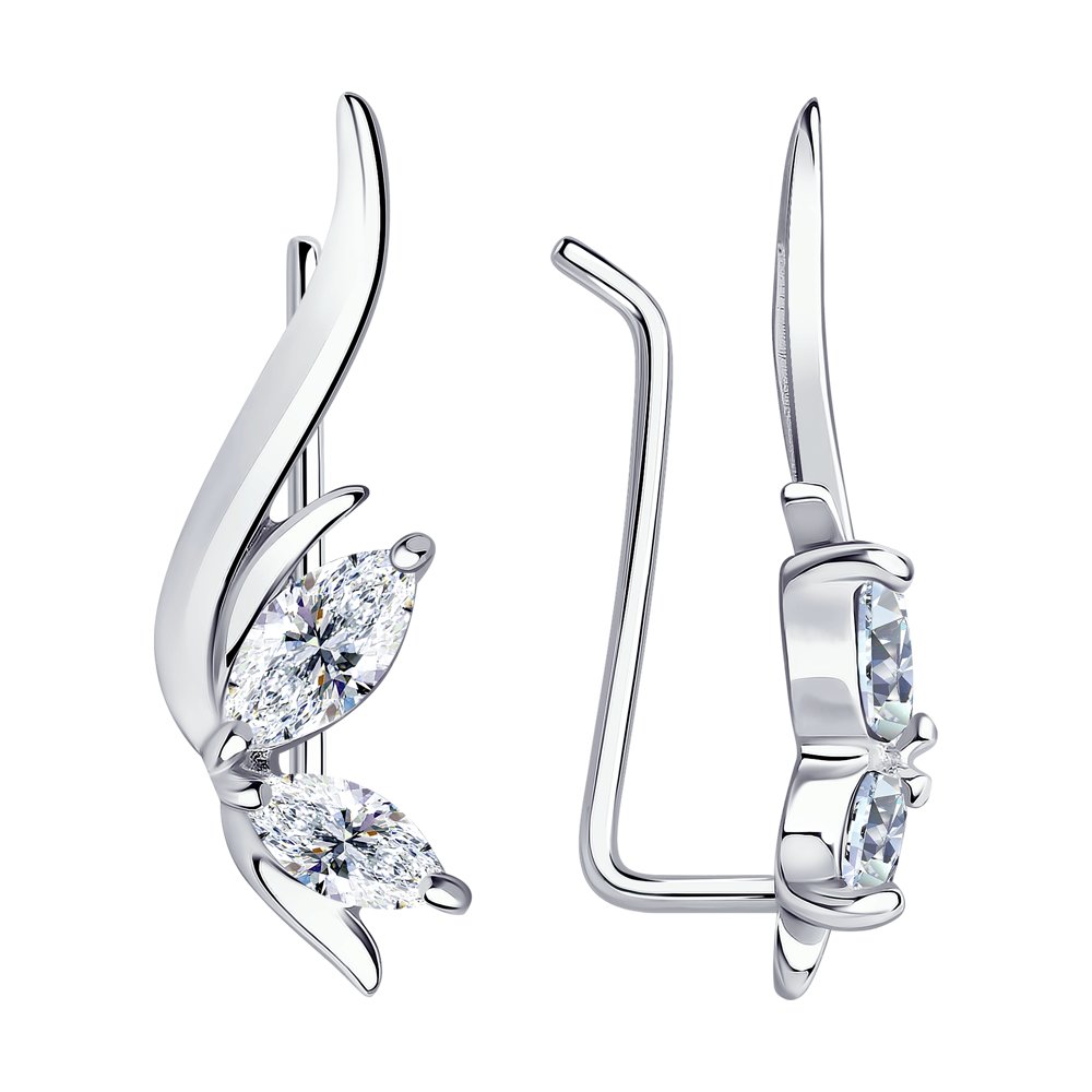 

Серьги клаймберы из серебра Diamant 94-120-01163-1, фианит, 94-120-01163-1