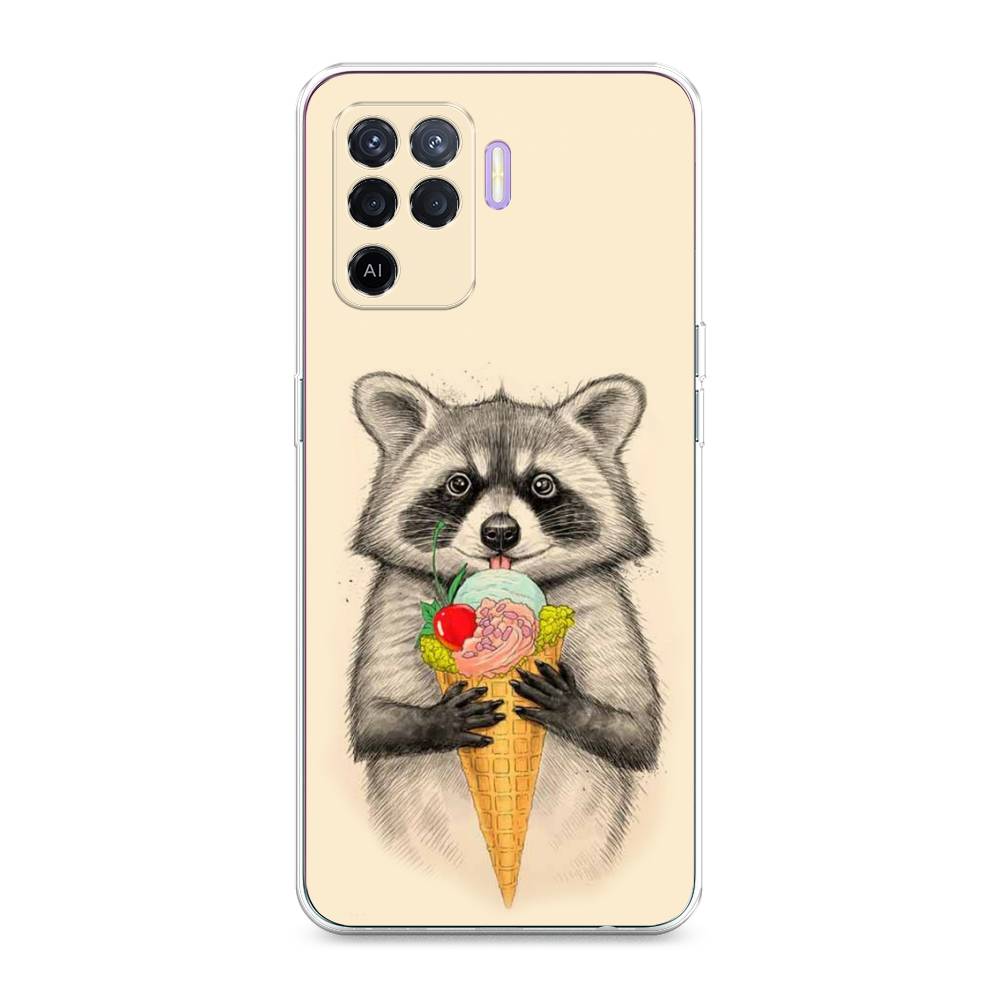 

Чехол Awog на Oppo Reno 5 Lite "Енот с мороженым", Разноцветный, 255150-10