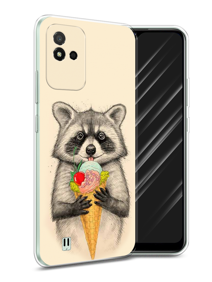 

Чехол Awog на Realme Narzo 50i "Енот с мороженым", Разноцветный, 2510050-10
