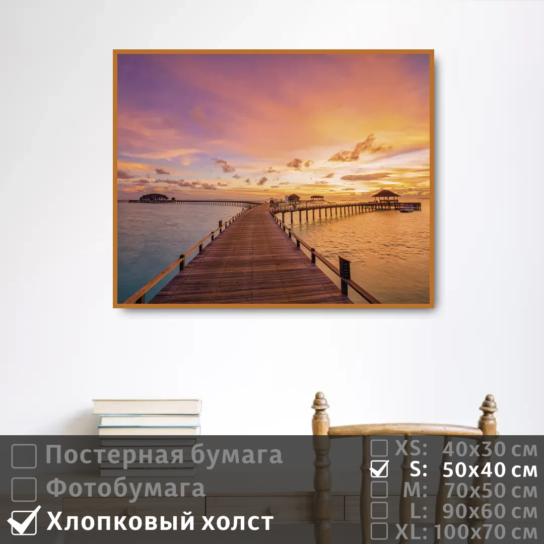 

Постер на холсте ПолиЦентр Лучи солнца на закате в океане 50х40 см, ЛучиСолнцаНаЗакатеВОкеане