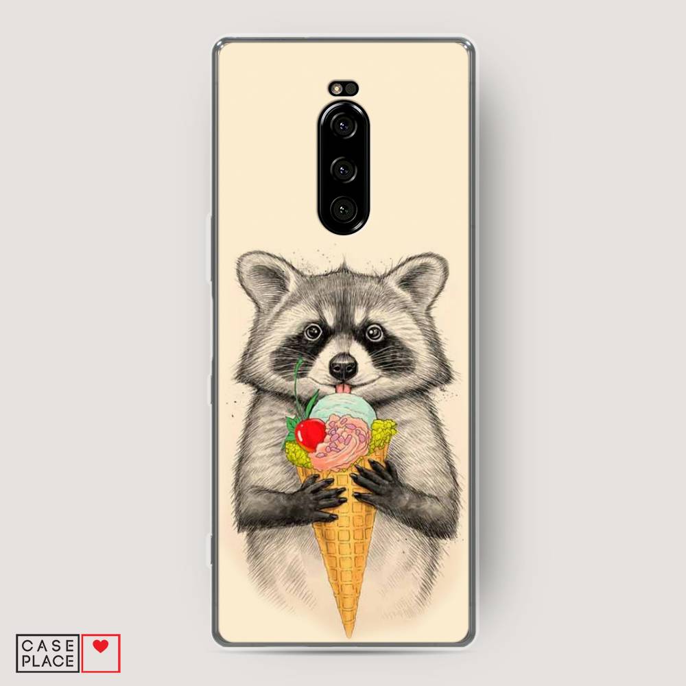 

Чехол Awog на Sony Xperia 1/XZ4 "Енот с мороженым", Разноцветный, 54250-10