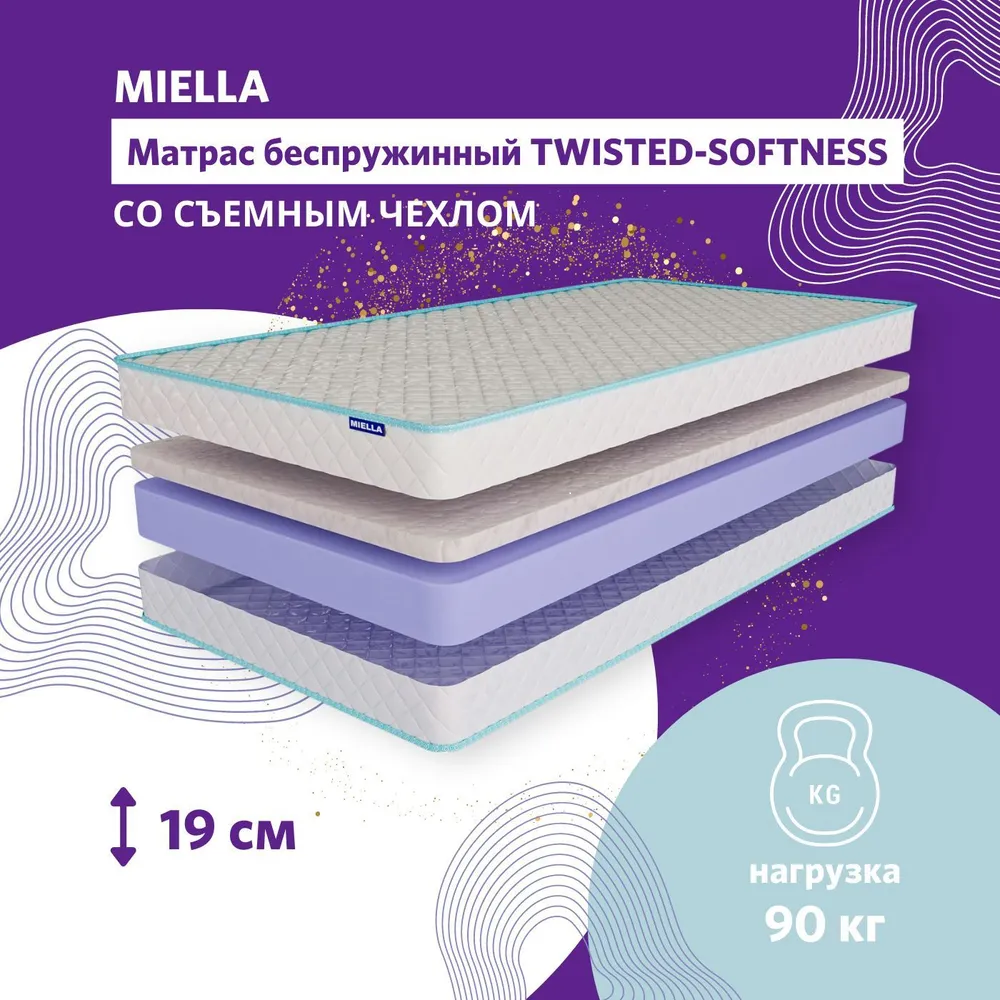 

Матрас в детскую кроватку MIELLA Twisted-Softness, анатомический 60x140см, Twisted-Softness