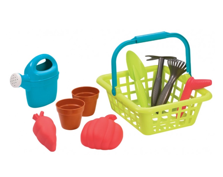 фото Игровой набор корзина садовника, с горшками для цветов ecoiffier