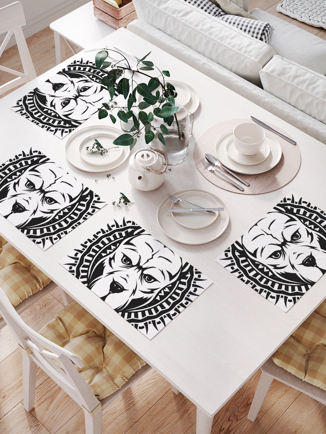 

Комплект салфеток для сервировки стола «Агрессивный питбуль» (32х46 см, 4 шт.), Черный;белый