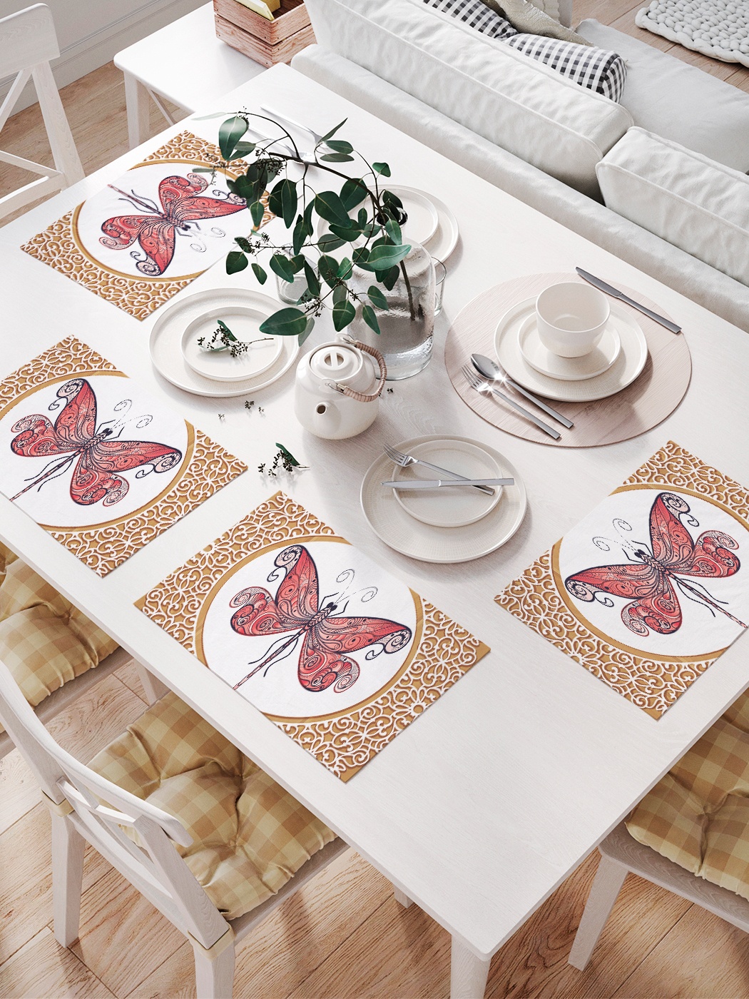 фото Комплект салфеток для сервировки стола «настенная бабочка» (32х46 см, 4 шт.) joyarty