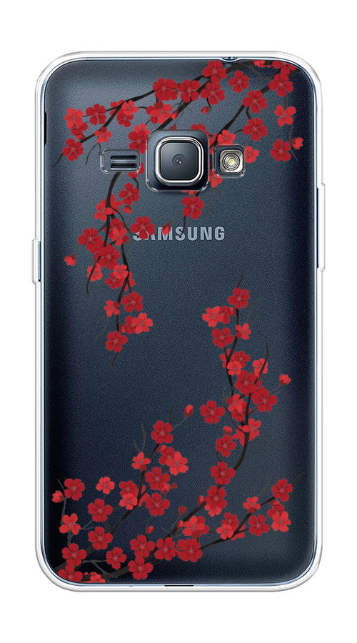 

Чехол на Samsung Galaxy J1 2016 "Красная сакура", Красный;черный, 22150-2