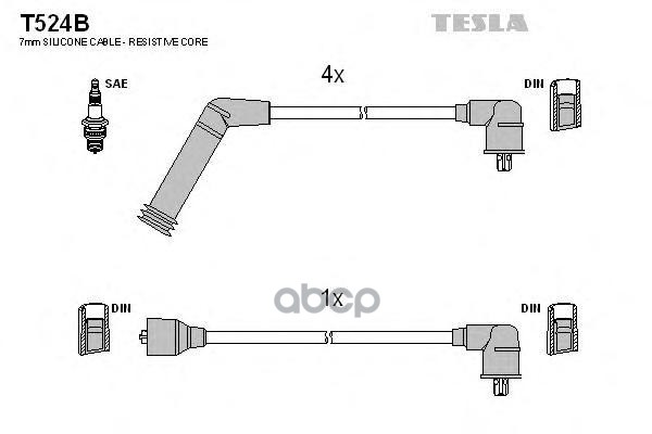 Комплект Проводов Зажигания TESLA T524B 600001941113