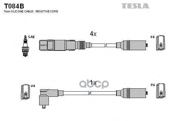 фото Комплект проводов зажигания tesla t084b