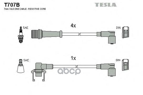 фото Комплект проводов зажигания tesla t707b