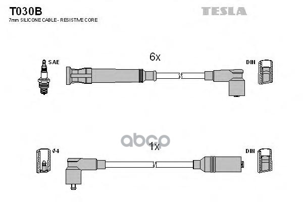 фото Комплект проводов зажигания tesla t030b