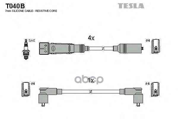 Комплект Проводов Зажигания TESLA T040B 600001941197