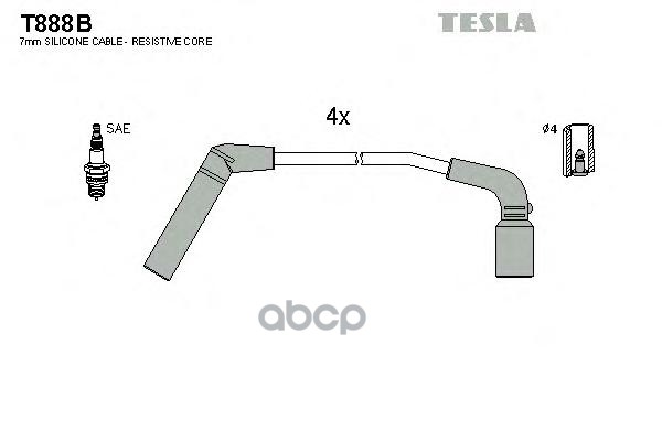 фото Комплект проводов зажигания tesla t888b