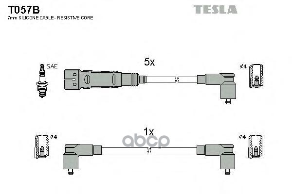 фото Комплект проводов зажигания tesla t057b