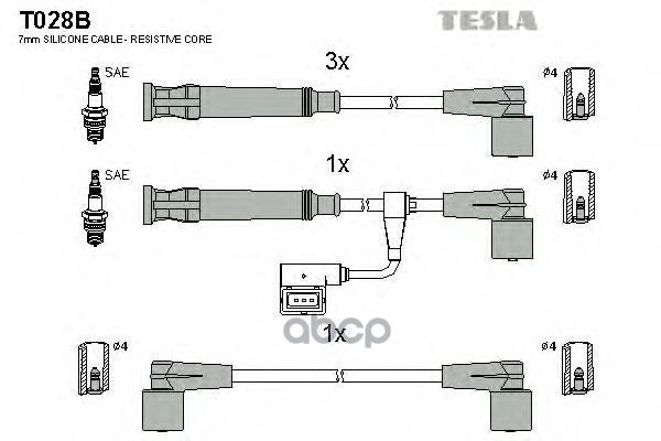 фото Комплект проводов зажигания tesla t028b