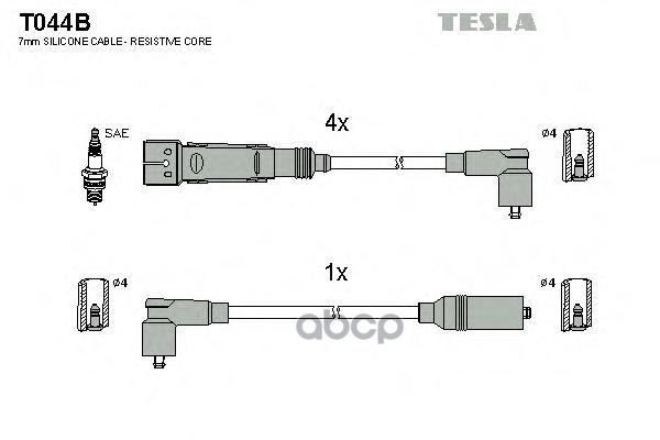 фото Комплект проводов зажигания tesla t044b