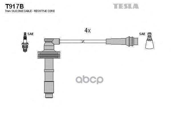 фото Комплект проводов зажигания tesla t917b