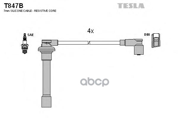 фото Комплект проводов зажигания tesla t847b