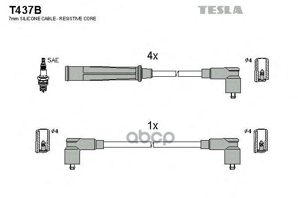 Комплект Проводов Зажигания TESLA T437B 600001941252