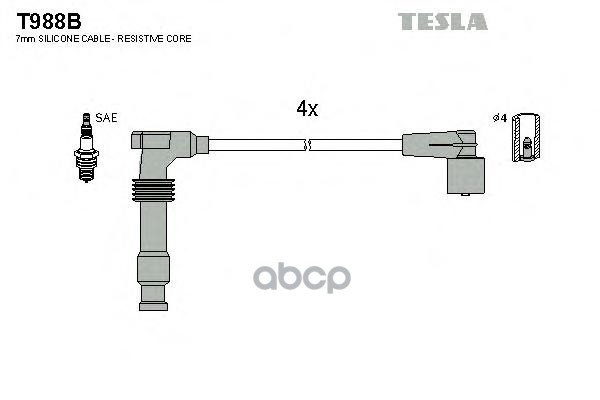 фото Комплект проводов зажигания tesla t988b