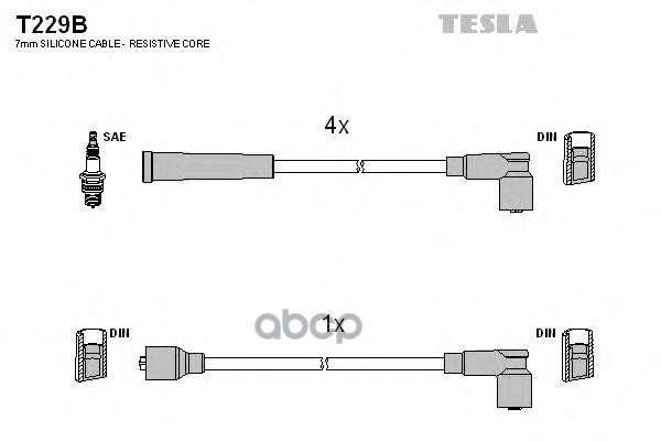 фото Комплект проводов зажигания tesla t229b