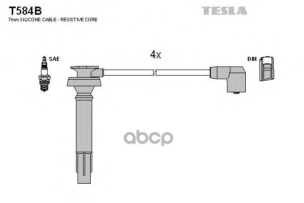 фото Комплект проводов зажигания tesla t584b