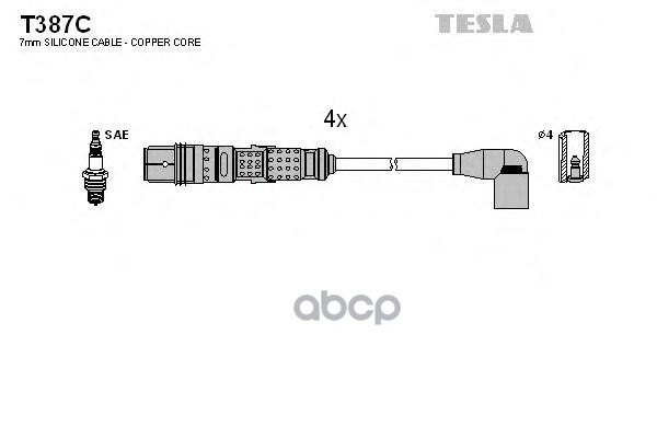 фото Комплект проводов зажигания tesla t387c