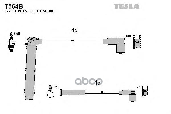 фото Комплект проводов зажигания tesla t564b