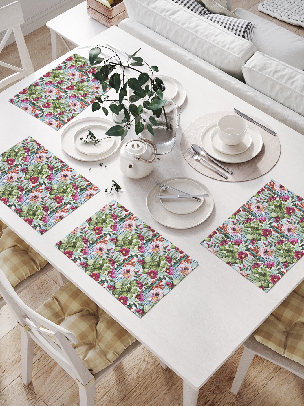 

Комплект салфеток для сервировки стола «Поле с кактусами» (32х46 см, 4 шт.), Синий;серый;фиолетовый