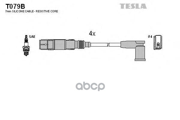 фото Комплект проводов зажигания tesla t079b