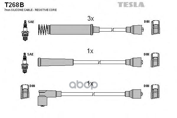 фото Комплект проводов зажигания tesla t268b
