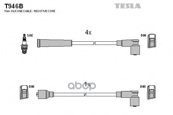 фото Комплект проводов зажигания tesla t946b