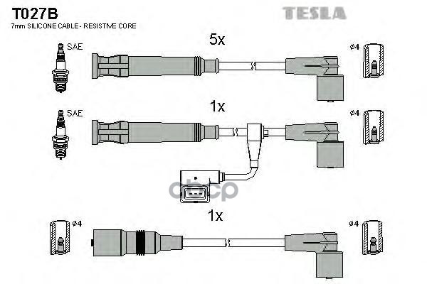 фото Комплект проводов зажигания tesla t027b