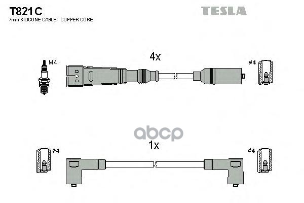 

Комплект Проводов Зажигания TESLA T821C