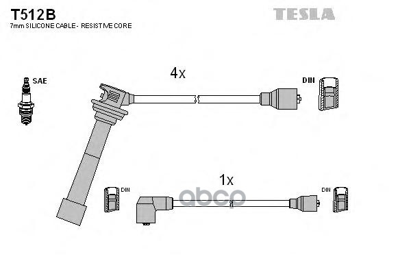 фото Комплект проводов зажигания tesla t512b