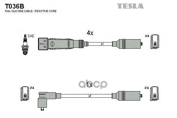 фото Комплект проводов зажигания tesla t036b