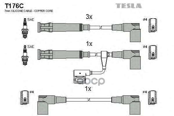 фото Комплект проводов зажигания tesla t176c