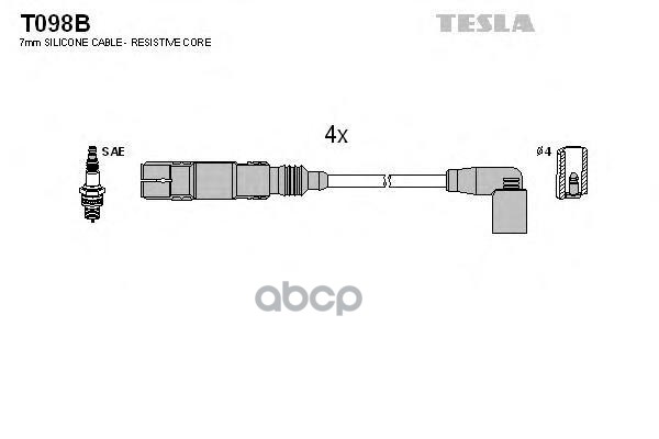 фото Комплект проводов зажигания tesla t098b