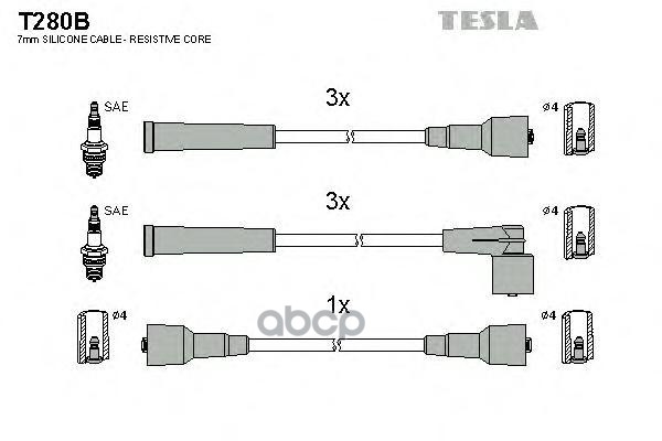 фото Комплект проводов зажигания tesla t280b