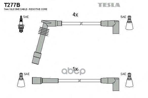 фото Комплект проводов зажигания tesla t277b