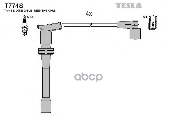 

Комплект Проводов Зажигания TESLA T774S