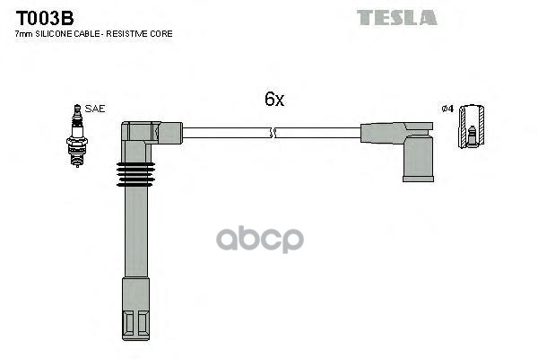 фото Комплект проводов зажигания tesla t003b