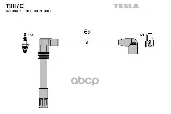 

Комплект Проводов Зажигания TESLA T887C