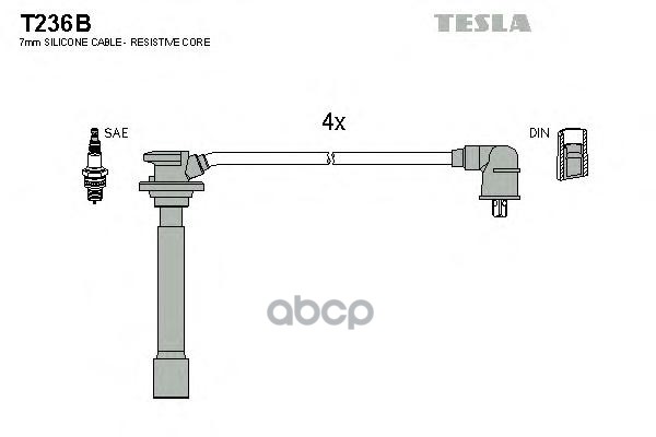 фото Комплект проводов зажигания tesla t236b