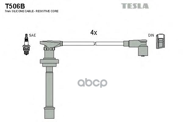 фото Комплект проводов зажигания tesla t506b