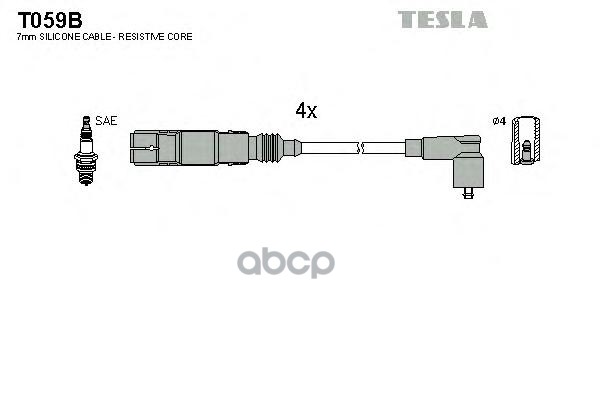 фото Комплект проводов зажигания tesla t059b