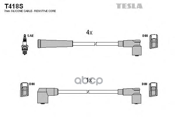 фото Комплект проводов зажигания tesla t418s