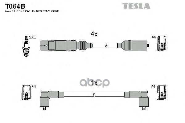 фото Комплект проводов зажигания tesla t064b