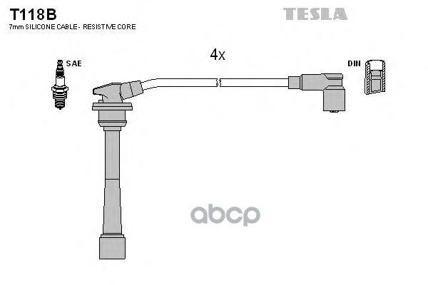 фото Комплект проводов зажигания tesla t118b