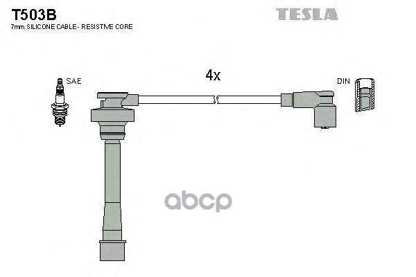 фото Комплект проводов зажигания tesla t503b