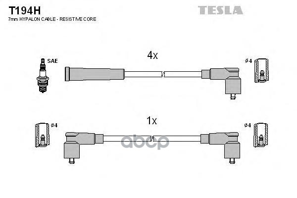 фото Комплект проводов зажигания tesla t194h